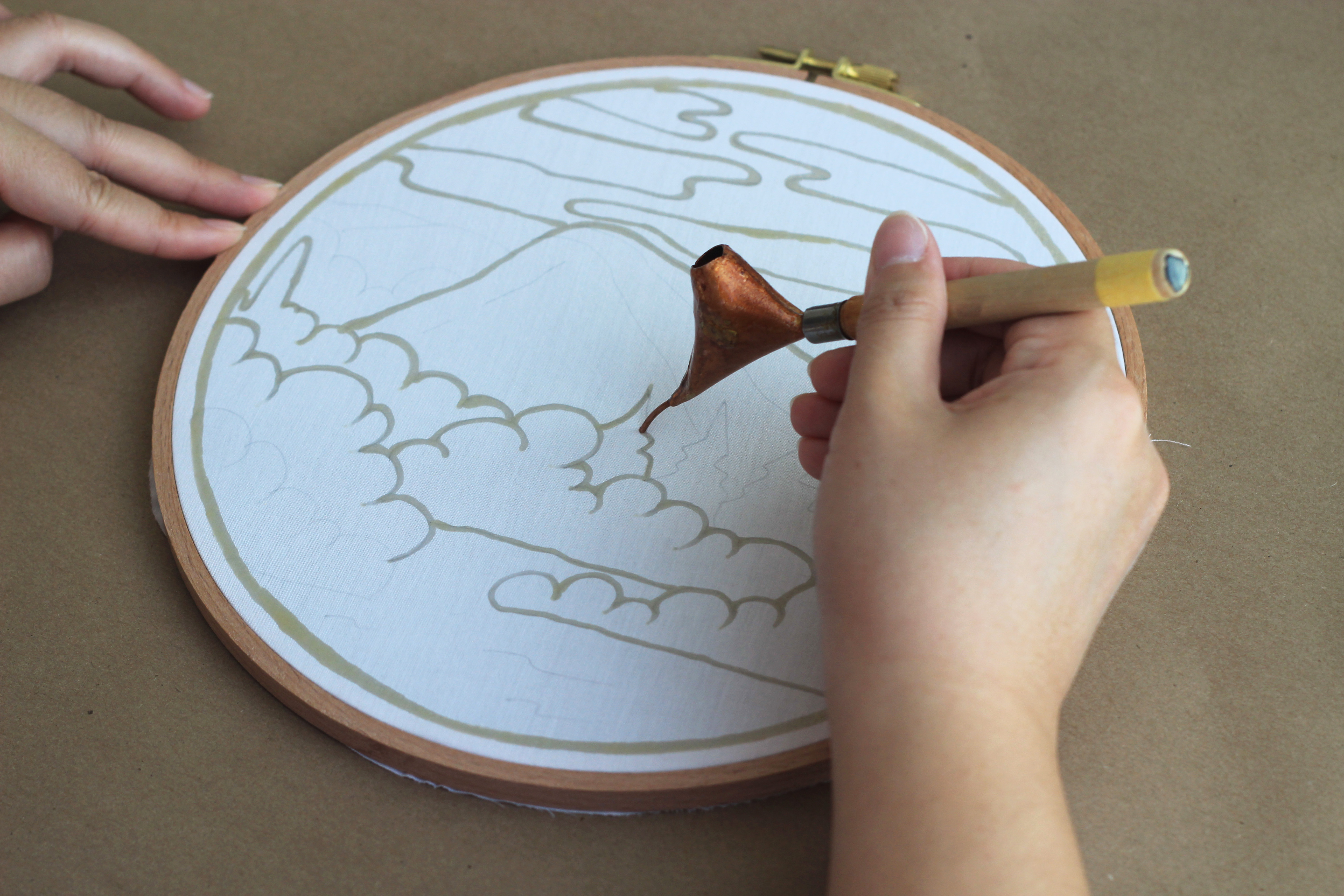 Batik waxing process